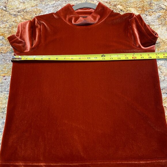 Madewell Velvet Mockneck Tee - Burnished Rust/Orange - NWOT - XS - Picture 11 of 14